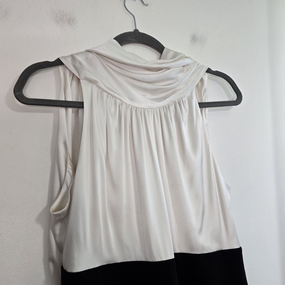 BCBG Maxazria Colorblocked Two-Fer Charmuese in black and white Dress - Picture 5 of 14